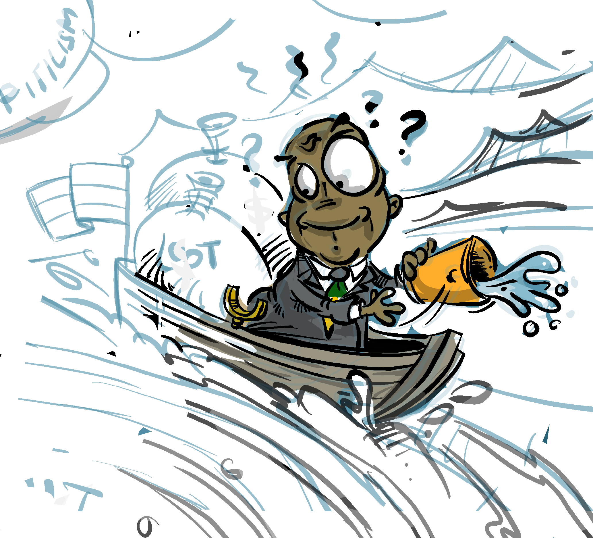 Visual notes sketch of a boat for BizNews